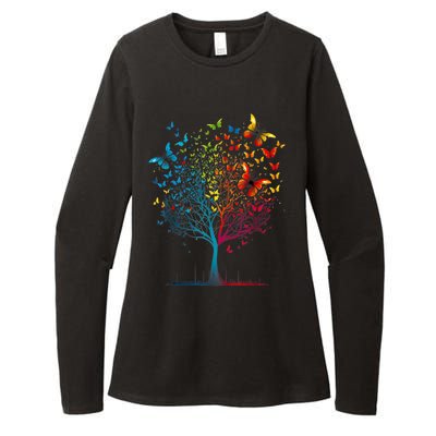 Butterfly Tree Beautiful Women Men Graphic Womens CVC Long Sleeve Shirt