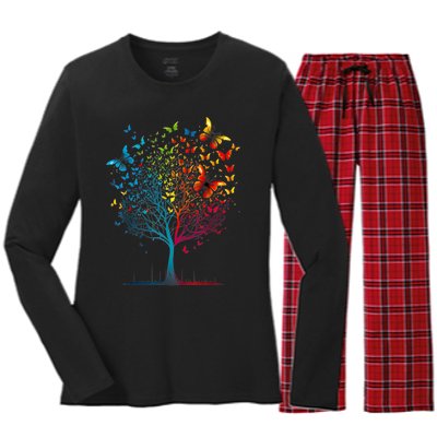 Butterfly Tree Beautiful Women Men Graphic Women's Long Sleeve Flannel Pajama Set 