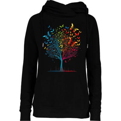 Butterfly Tree Beautiful Women Men Graphic Womens Funnel Neck Pullover Hood