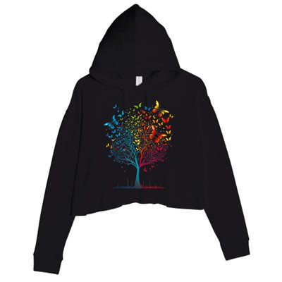 Butterfly Tree Beautiful Women Men Graphic Crop Fleece Hoodie