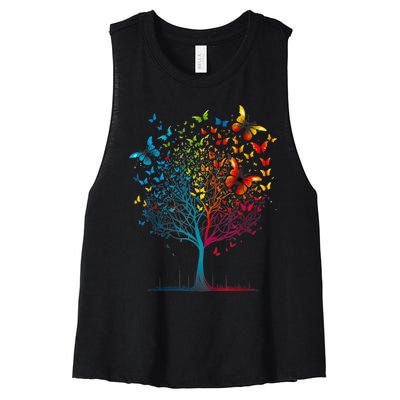 Butterfly Tree Beautiful Women Men Graphic Women's Racerback Cropped Tank