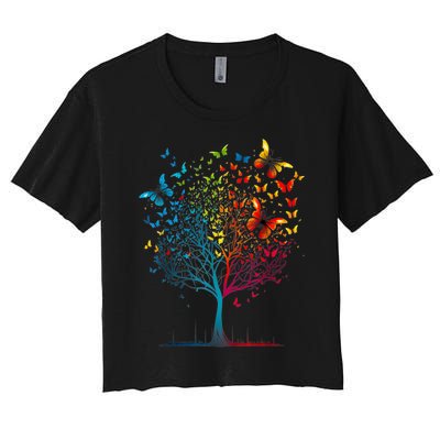 Butterfly Tree Beautiful Women Men Graphic Women's Crop Top Tee