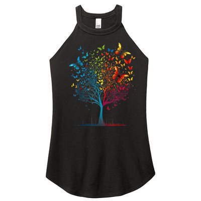 Butterfly Tree Beautiful Women Men Graphic Women’s Perfect Tri Rocker Tank