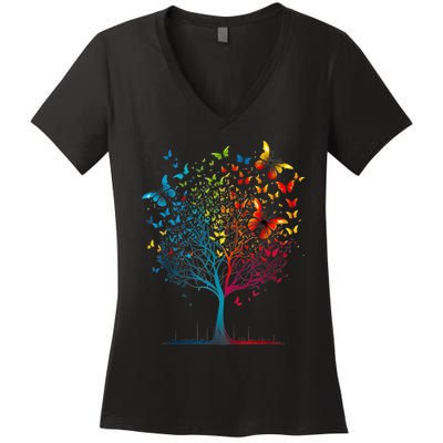 Butterfly Tree Beautiful Women Men Graphic Women's V-Neck T-Shirt