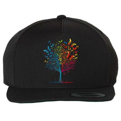 Butterfly Tree Beautiful Women Men Graphic Wool Snapback Cap