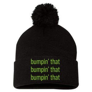 Bumpin That Brat Bratty Green Minimalist Pom Pom 12in Knit Beanie