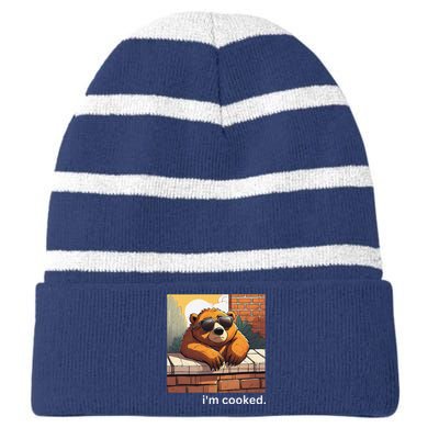 Beno The Bear IM Cooked Funny Cute Striped Beanie with Solid Band