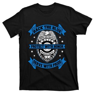 Back The Blue Blue Line Police Officer Cop T-Shirt