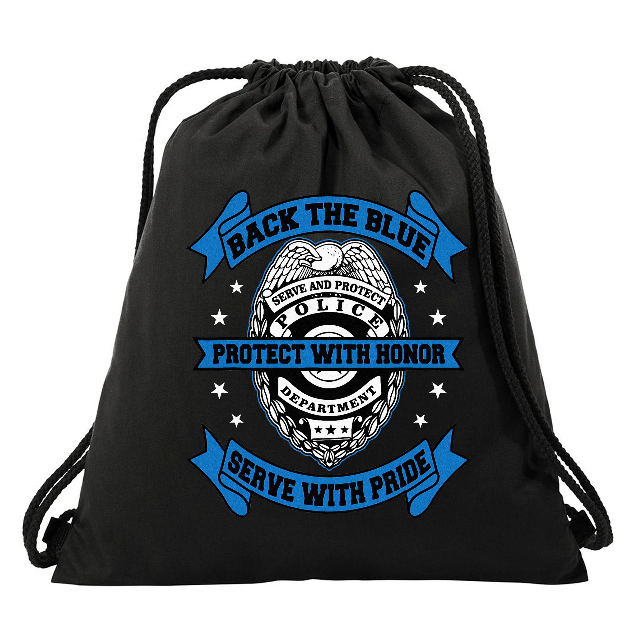 Back The Blue Blue Line Police Officer Cop Drawstring Bag