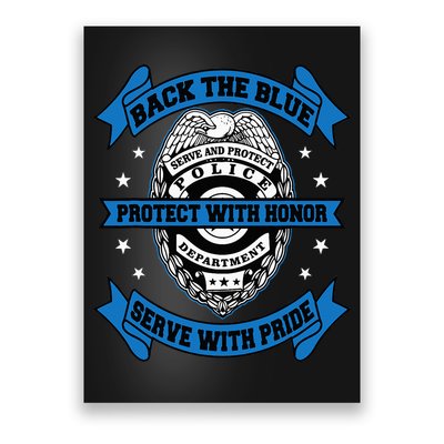 Back The Blue Blue Line Police Officer Cop Poster