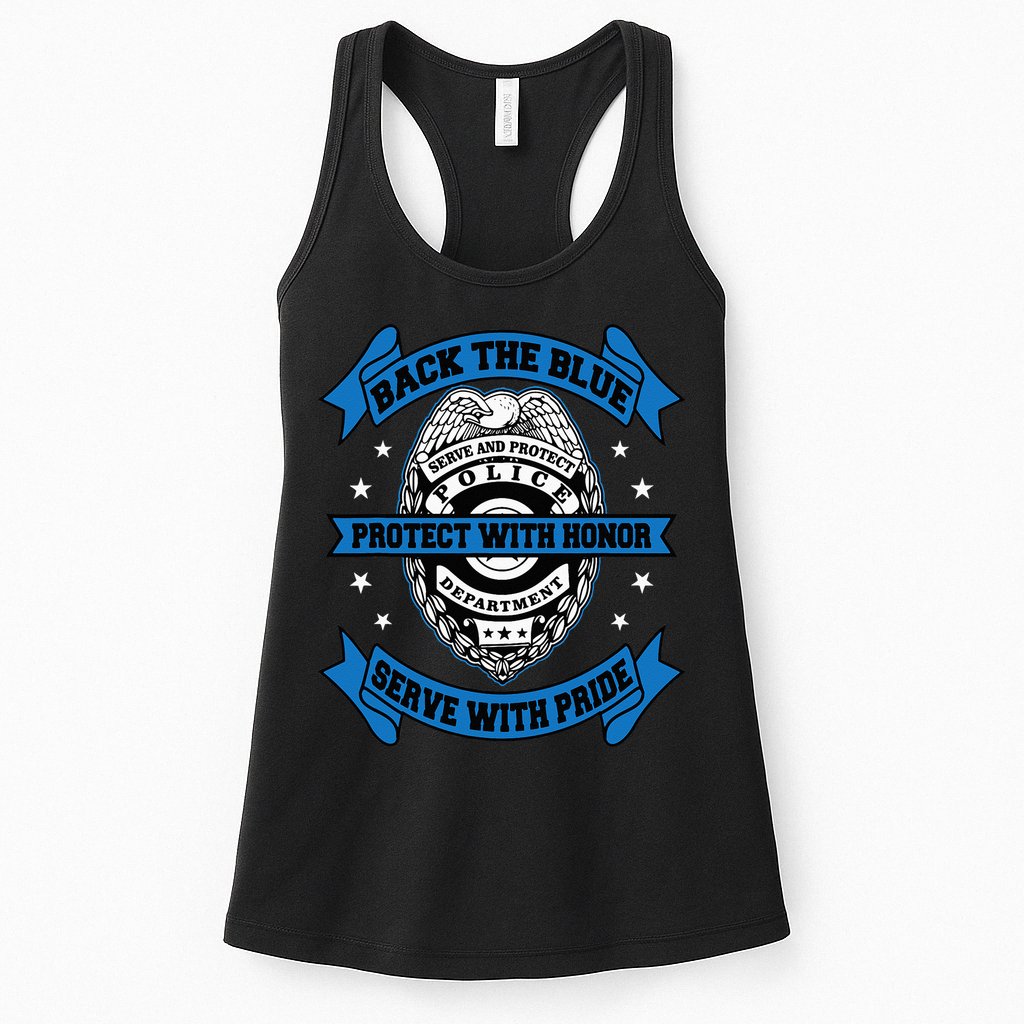 Back The Blue Blue Line Police Officer Cop Womens Tank Top