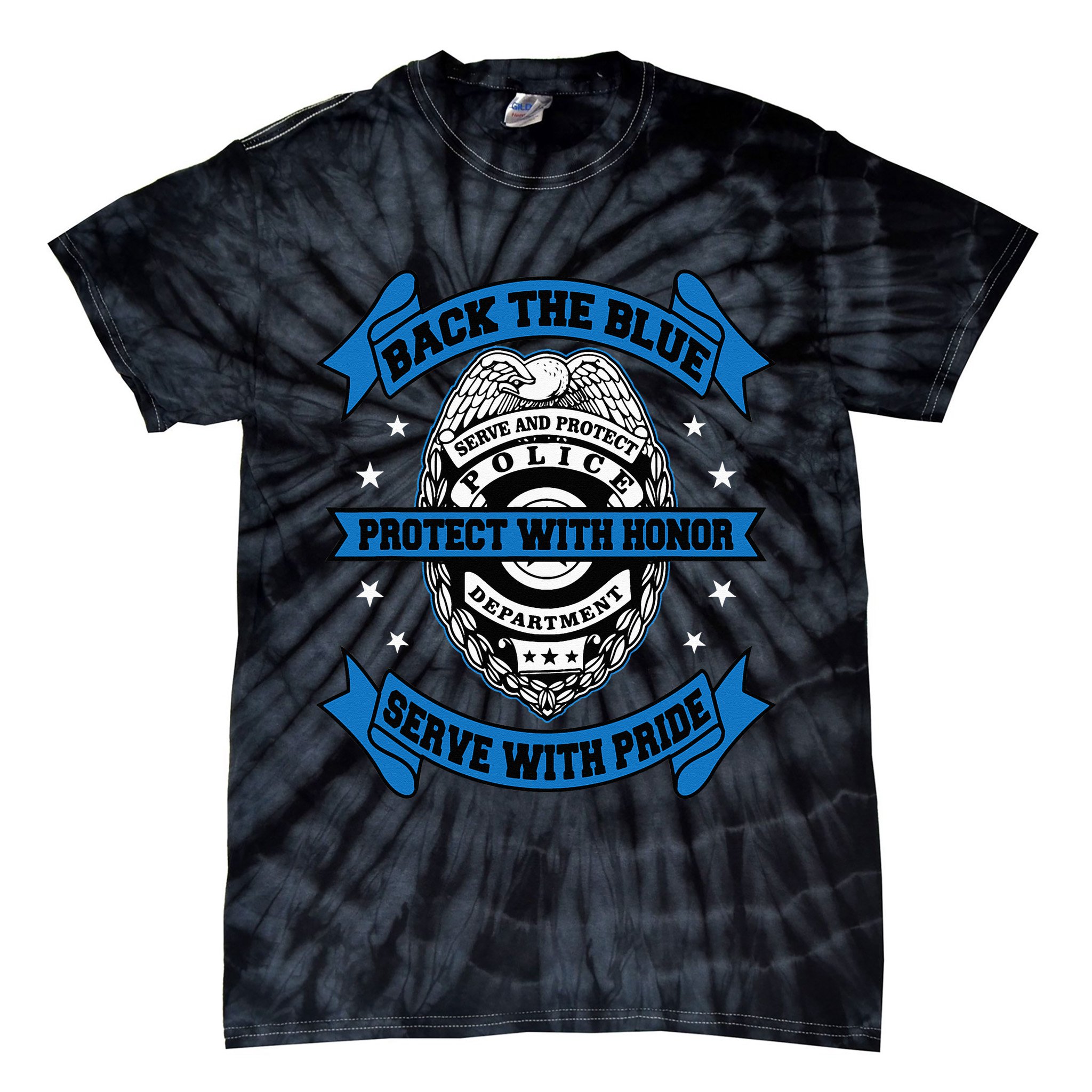 Back The Blue Blue Line Police Officer Cop Tie-Dye T-Shirt