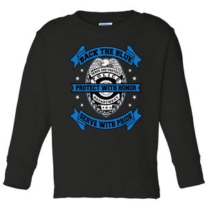 Back The Blue Blue Line Police Officer Cop Toddler Long Sleeve Shirt