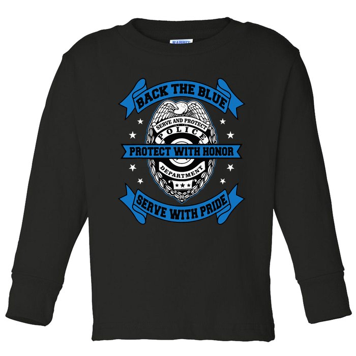 Back The Blue Blue Line Police Officer Cop Toddler Long Sleeve Shirt