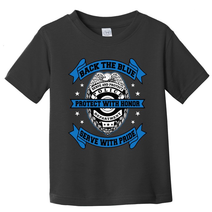 Back The Blue Blue Line Police Officer Cop Toddler T-Shirt