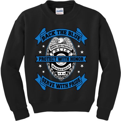 Back The Blue Blue Line Police Officer Cop Kids Sweatshirt