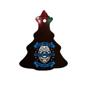 Back The Blue Blue Line Police Officer Cop Ceramic Tree Ornament