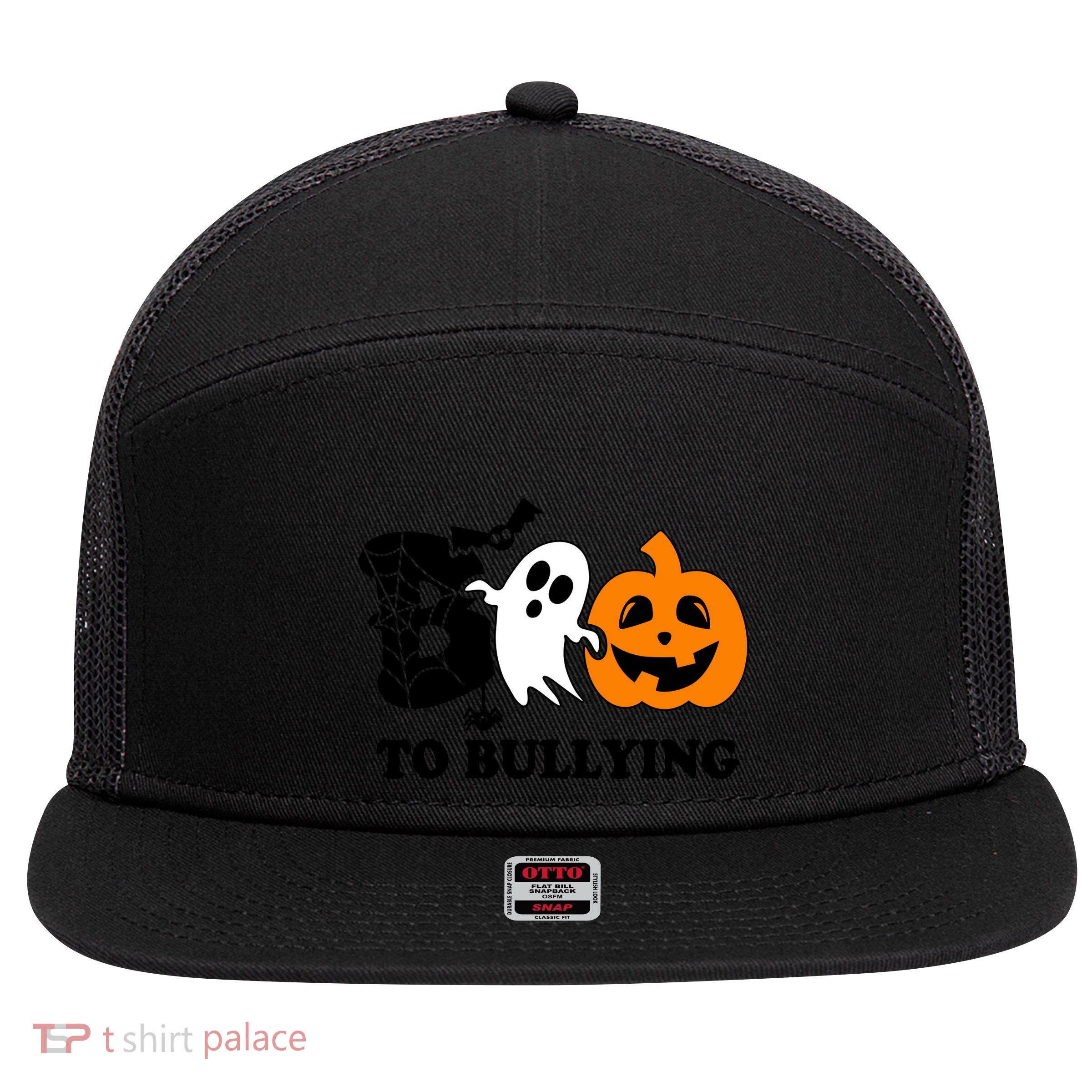 Boo To Bullying Orange Anti Bullying Unity Day Halloween 7 Panel Mesh Trucker Snapback Hat