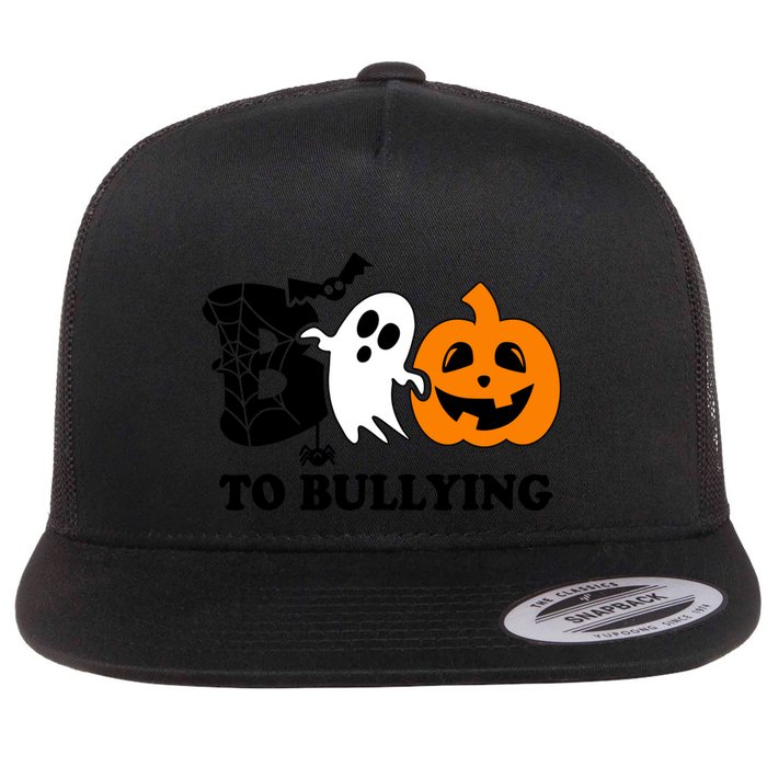 Boo To Bullying Orange Anti Bullying Unity Day Halloween Flat Bill Trucker Hat