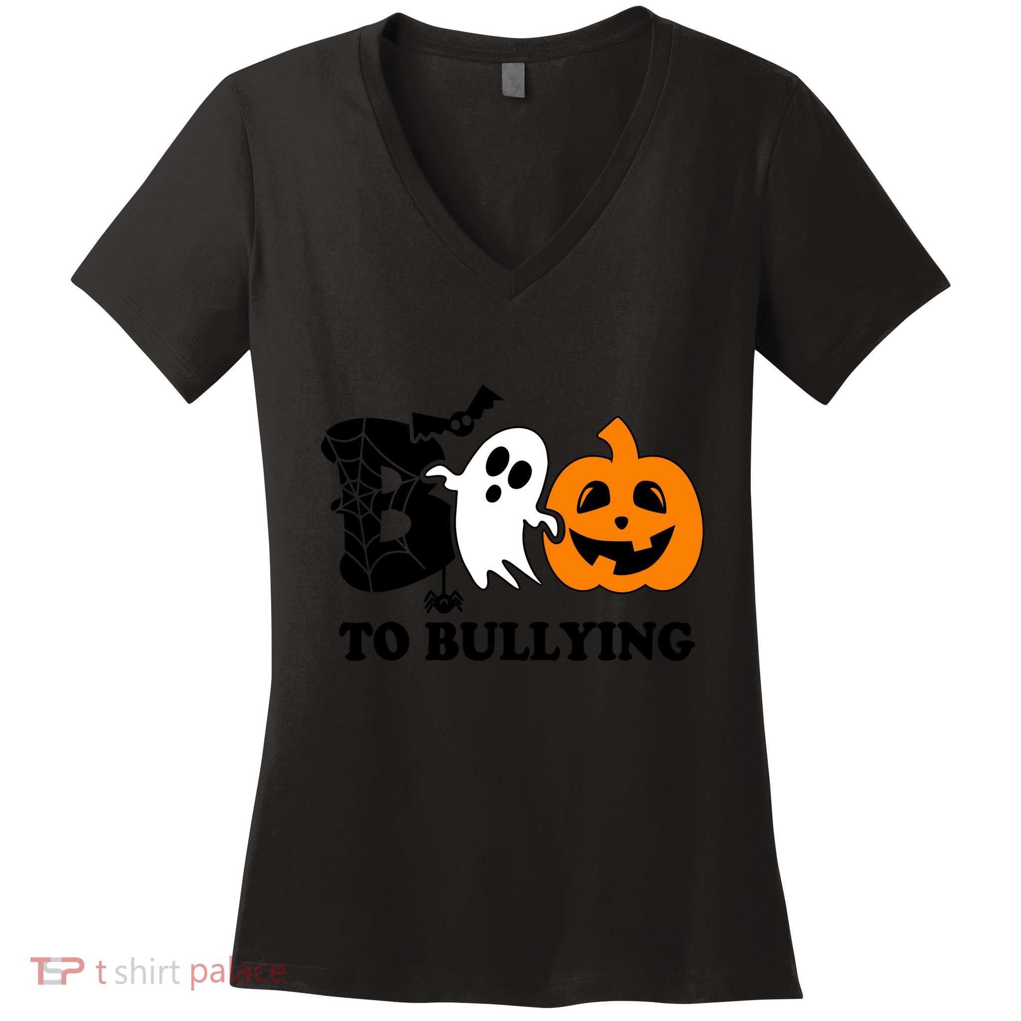 Boo To Bullying Orange Anti Bullying Unity Day Halloween Women's V-Neck T-Shirt