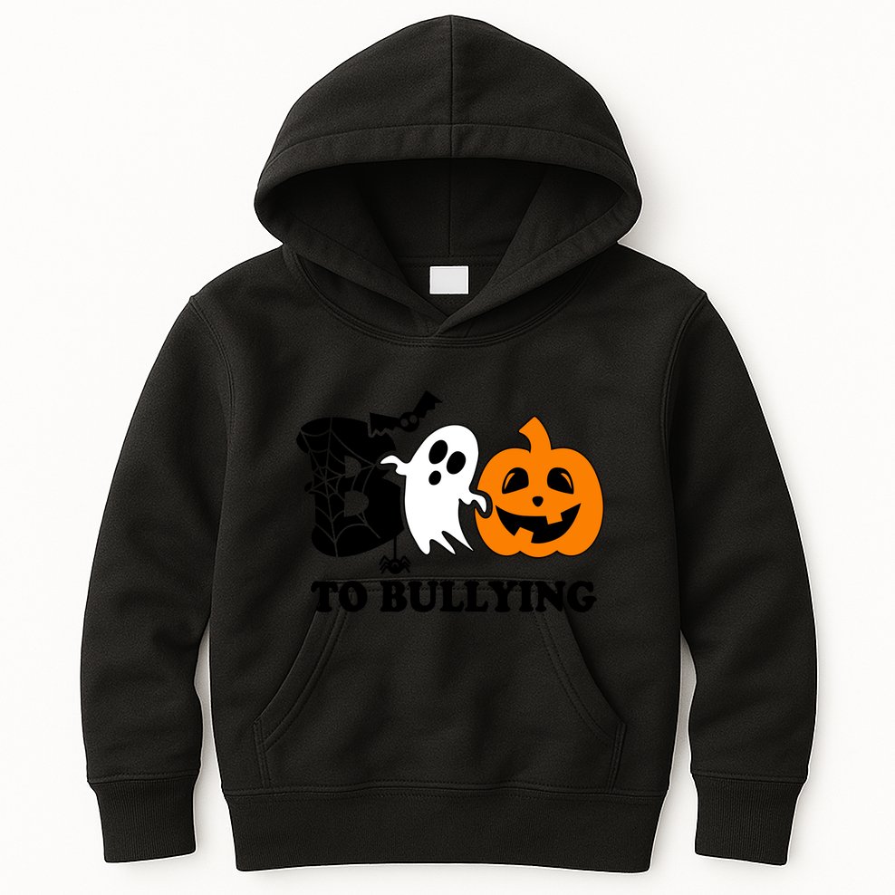 Boo To Bullying Orange Anti Bullying Unity Day Halloween Kids Hoodie