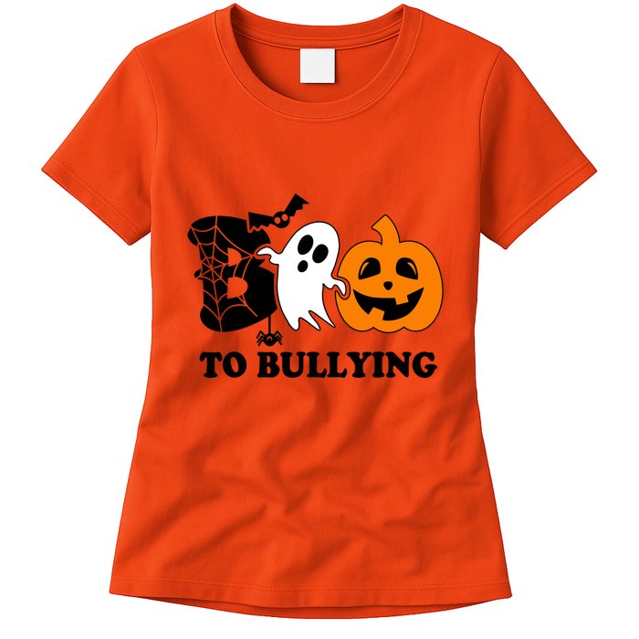 Boo To Bullying Orange Anti Bullying Unity Day Halloween Womens T-Shirt