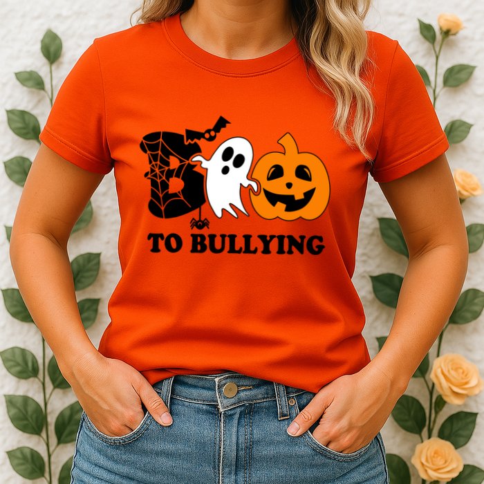 Boo To Bullying Orange Anti Bullying Unity Day Halloween Womens T-Shirt