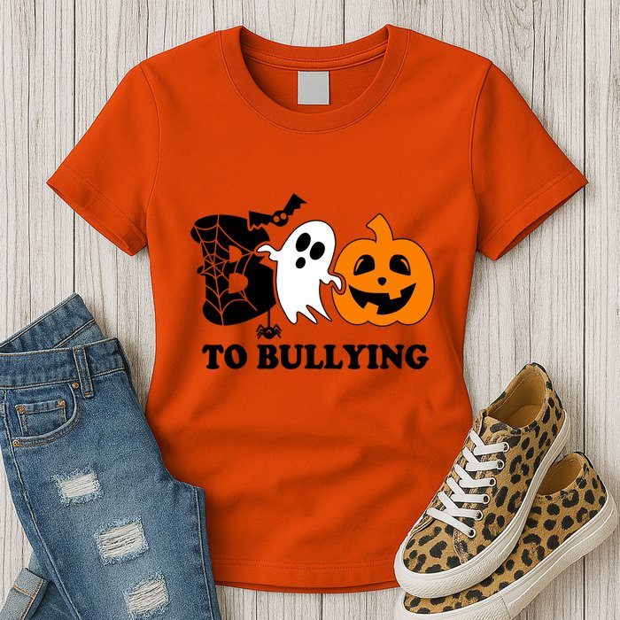 Boo To Bullying Orange Anti Bullying Unity Day Halloween Womens T-Shirt