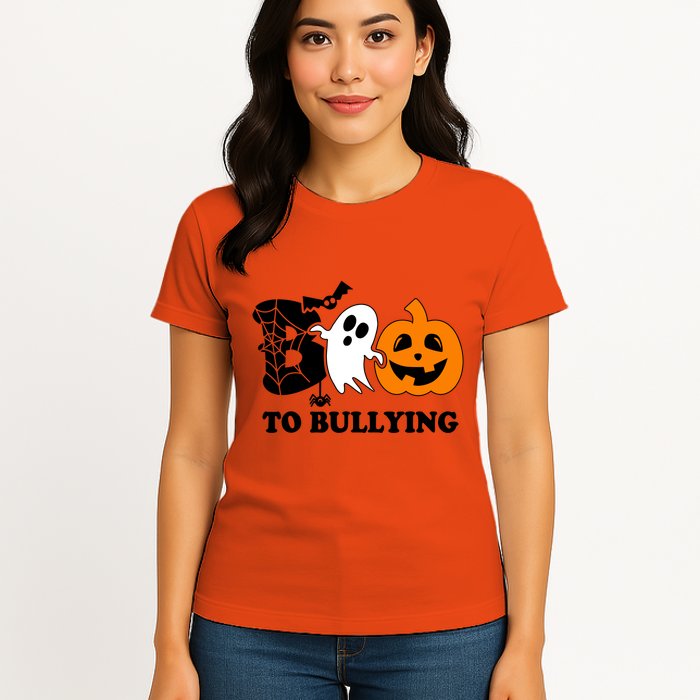 Boo To Bullying Orange Anti Bullying Unity Day Halloween Womens T-Shirt