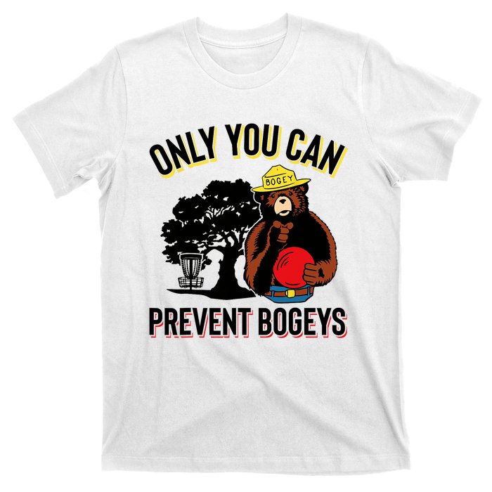 Bogey The Bear Only You Can Prevent Bogeys Disc Golf T-Shirt