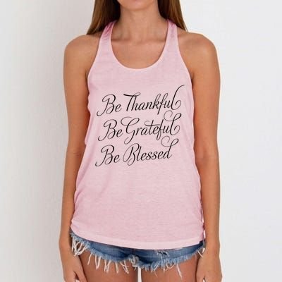 Be Thankful Be Grateful Be Blessed Women's Knotted Racerback Tank