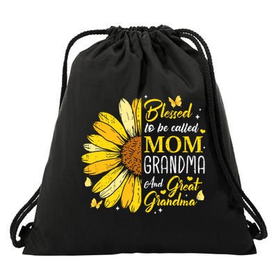 Blessed To Be Called Mom Grandma Great Grandma Mother's Day Drawstring Bag