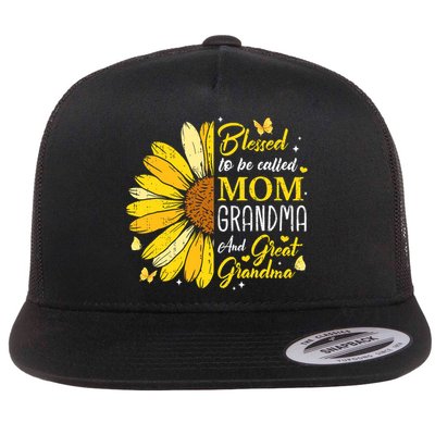 Blessed To Be Called Mom Grandma Great Grandma Mother's Day Flat Bill Trucker Hat