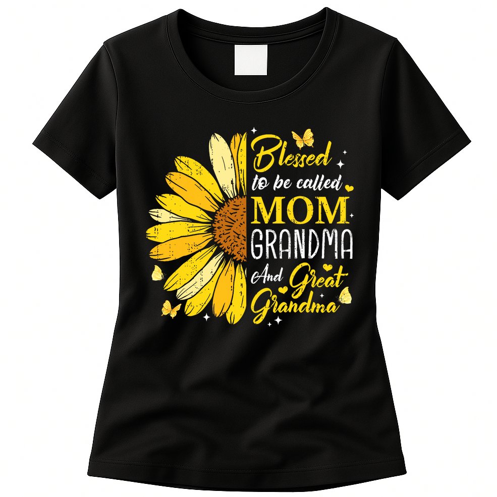 Blessed To Be Called Mom Grandma Great Grandma Mother's Day Womens T-Shirt
