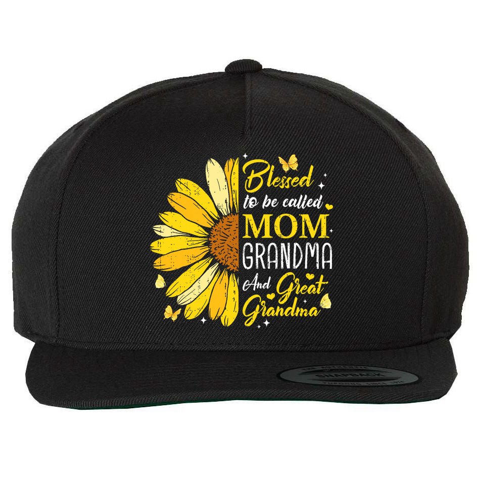 Blessed To Be Called Mom Grandma Great Grandma Mother's Day Wool Snapback Cap