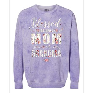 Blessed To Be Called Mom And Grandma Floral Colorblast Crewneck Sweatshirt