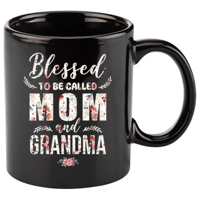 Blessed To Be Called Mom And Grandma Floral 11oz C Handle Ceramic Mug