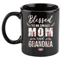 Blessed To Be Called Mom And Grandma Floral 11oz C Handle Ceramic Mug
