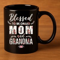 Blessed To Be Called Mom And Grandma Floral 11oz C Handle Ceramic Mug