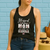 Blessed To Be Called Mom And Grandma Floral Womens Tank Top