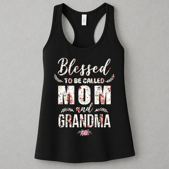 Blessed To Be Called Mom And Grandma Floral Womens Tank Top