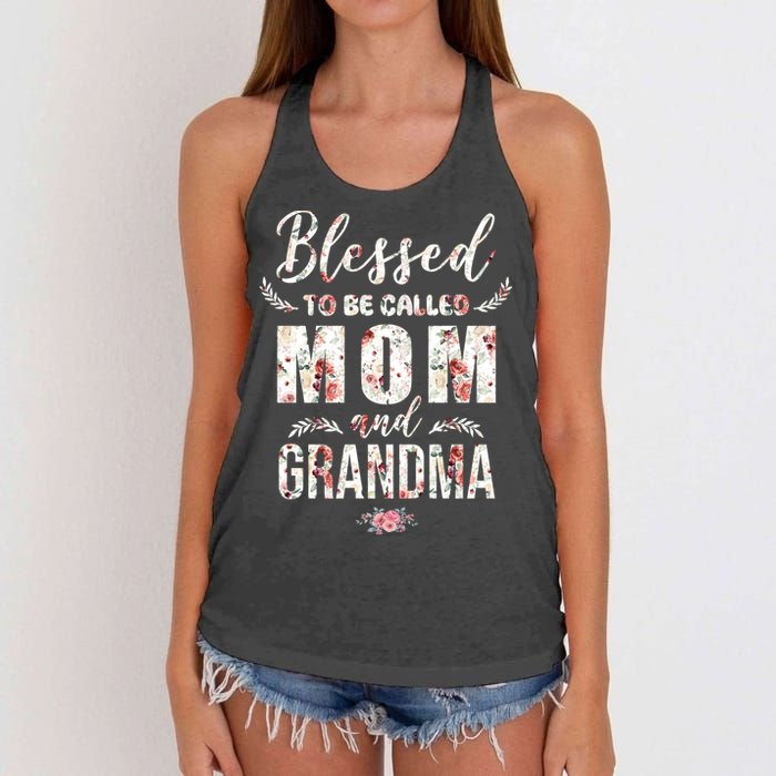 Blessed To Be Called Mom And Grandma Floral Women's Knotted Racerback Tank