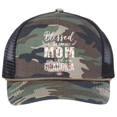 Blessed To Be Called Mom And Grandma Floral Retro Rope Trucker Hat Cap