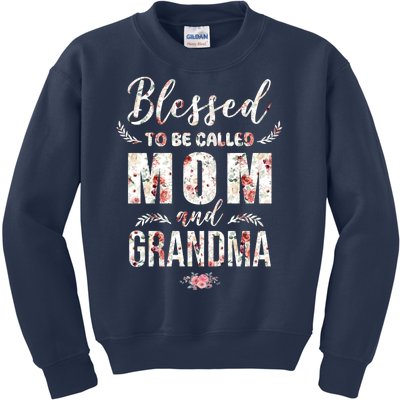 Blessed To Be Called Mom And Grandma Floral Kids Sweatshirt