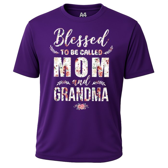 Blessed To Be Called Mom And Grandma Floral Cooling Performance Crew T-Shirt