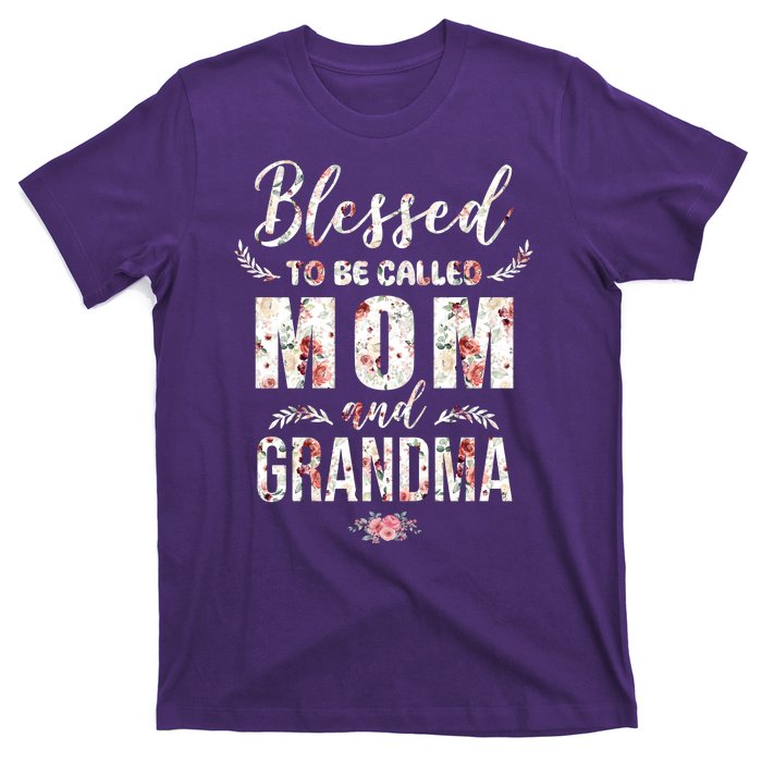 Blessed To Be Called Mom And Grandma Floral T-Shirt