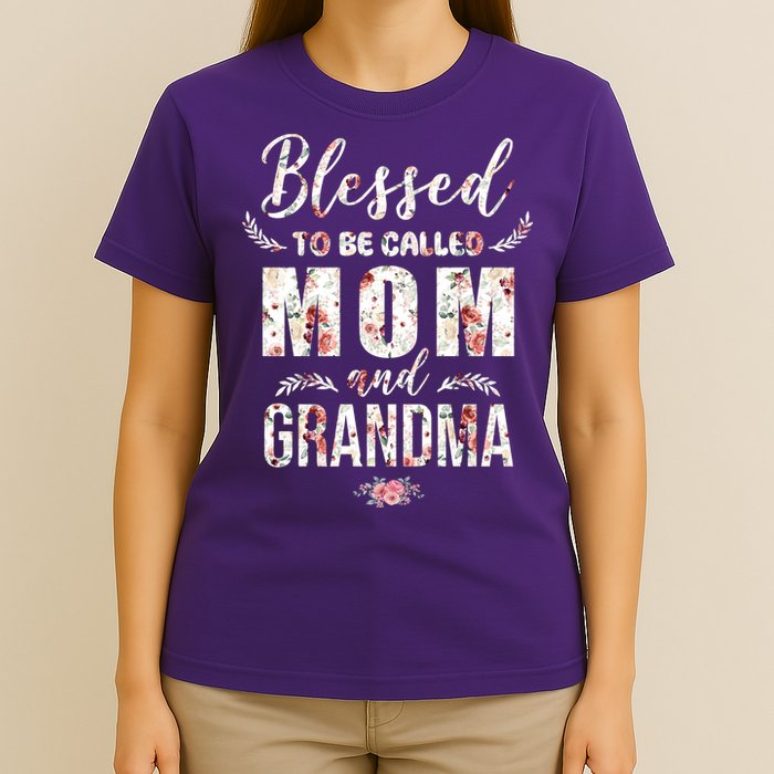 Blessed To Be Called Mom And Grandma Floral T-Shirt