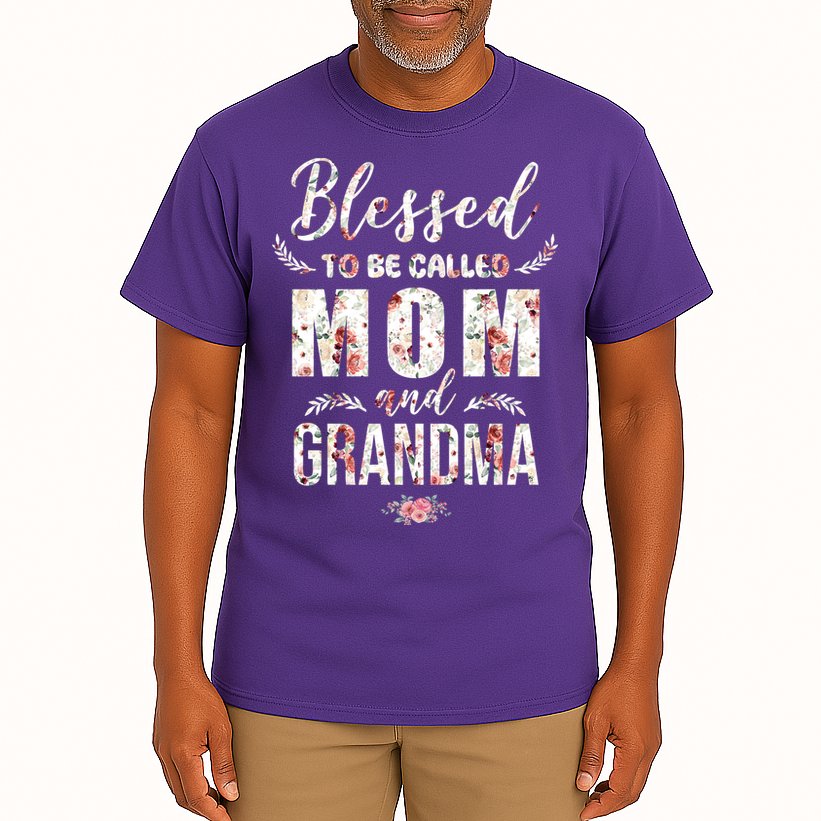 Blessed To Be Called Mom And Grandma Floral Tall T-Shirt