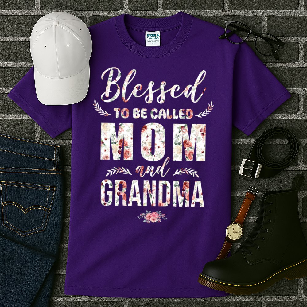 Blessed To Be Called Mom And Grandma Floral Tall T-Shirt