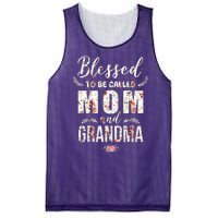 Blessed To Be Called Mom And Grandma Floral Mesh Reversible Basketball Jersey Tank